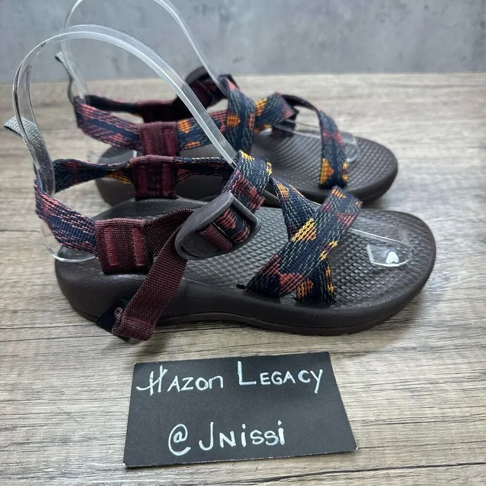 Chaco~Kids Z/1 EcoTread Footwear~Burgundy Multicolor Sandals~Size‎ 1